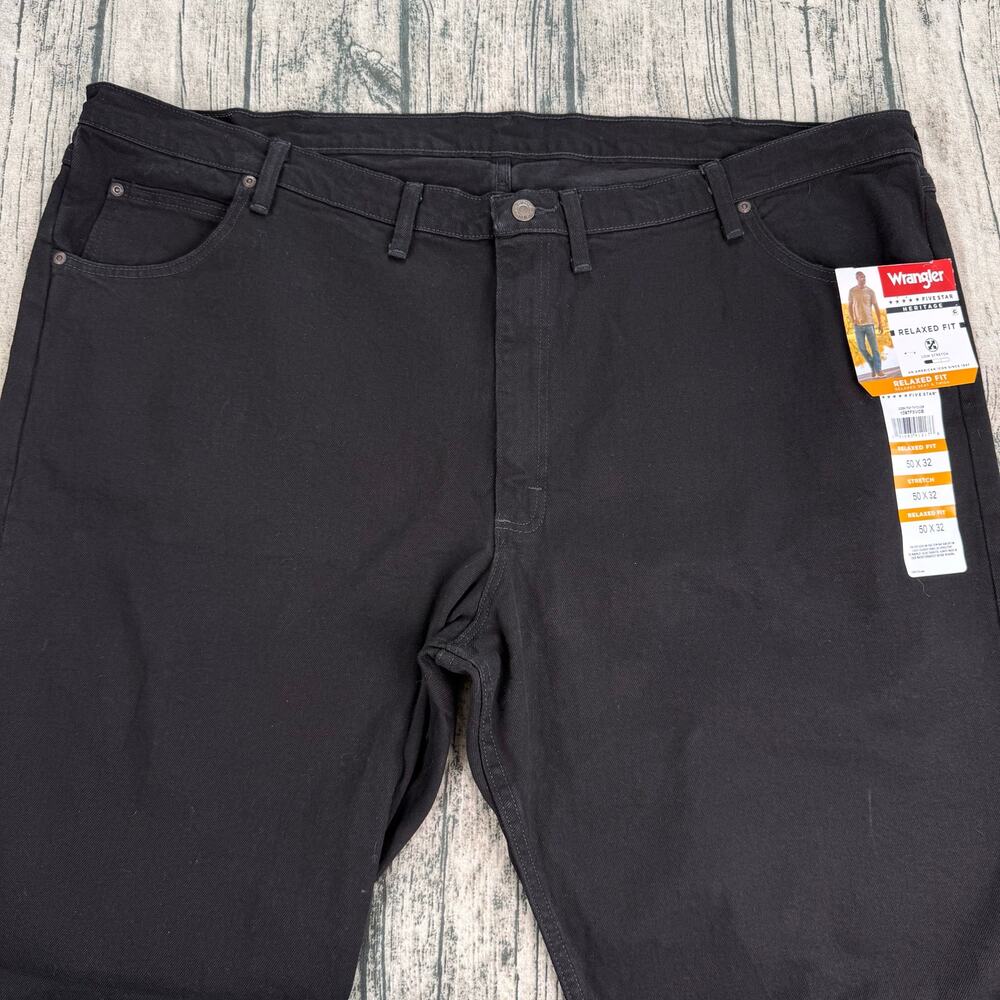 Wrangler Five Star Heritage Jeans Men's 50 Black Straight NWT - Picture 3 of 10